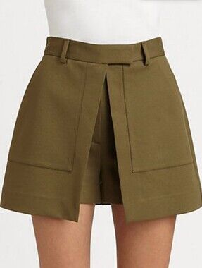 NWOT - Theory Olive Green Caslyn Wrap Front Shorts